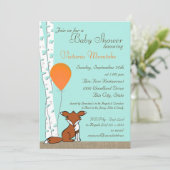 キツネバルーン及び樺の木ウッドランドベビーシャワー 招待状 (スタンド正面)