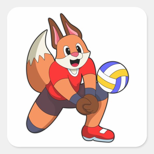 キツネバレーボールスポーツ スクエアシール (正面)