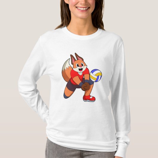 キツネバレーボールスポーツ Tシャツ (正面)