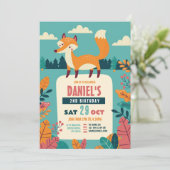 キツネバースデーパーティーフォレストテーマウッズボーイガール 招待状 (スタンド正面)