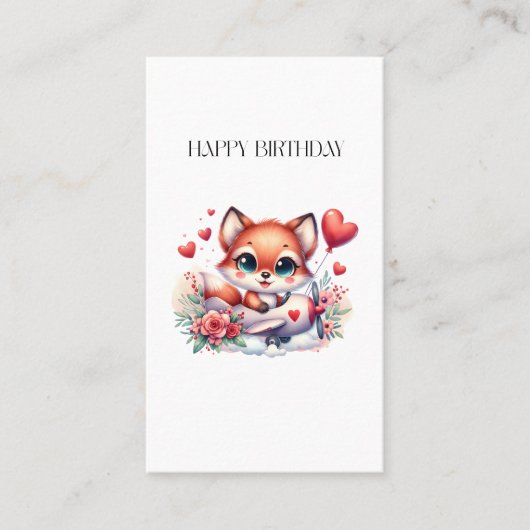 キツネパイロット お誕生日おめでとう コーリングカード (正面)