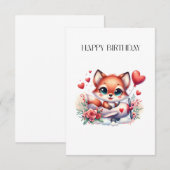 キツネパイロット お誕生日おめでとう サンキューカード (正面/裏面)
