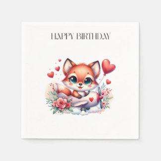 キツネパイロット お誕生日おめでとう スタンダードカクテルナプキン