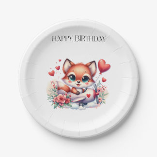 キツネパイロット お誕生日おめでとう ペーパープレート