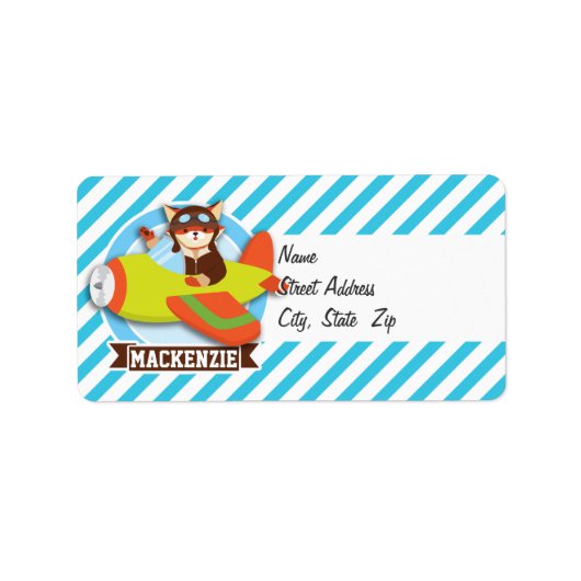 キツネパイロット(グリーンとオレンジの飛行機、ブルーのストライプ) ラベル (正面)