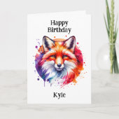 キツネパーソナライズされたをテーマにした誕生日 カード (正面)