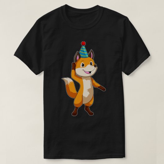 キツネパーティーとパーティー帽子 Tシャツ (デザイン正面)