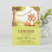 キツネパーティーハット屋外キッズの誕生日 招待状 (スタンド正面)