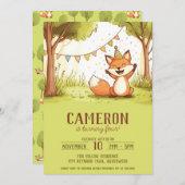 キツネパーティーハット屋外キッズの誕生日 招待状 (正面/裏面)
