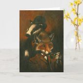 キツネビクトリアンと狸の挨拶状 カード (黄色い花)