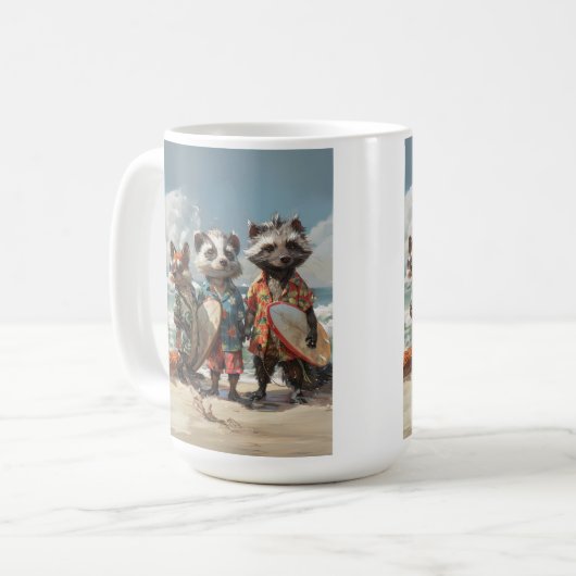 キツネビーチバンドサーファー コーヒーマグカップ (正面左)