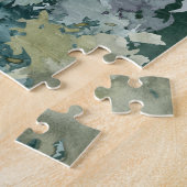 キツネファミリーの森の満月の水色 ジグソーパズル (側面)