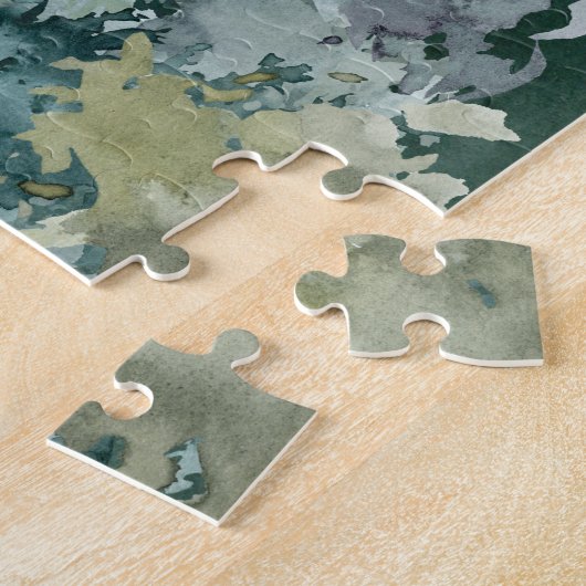 キツネファミリーの森の満月の水色 ジグソーパズル (側面)