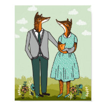 キツネファミリーアートプリント