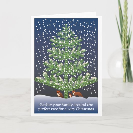 キツネファミリークリスマスカード カード (正面)