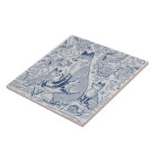 キツネファミリーデニムブルーホワイト/グレーウッドランド タイル (側面)