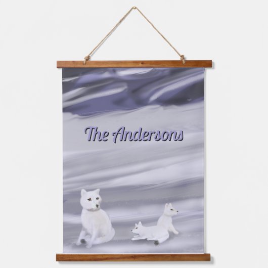 キツネファミリーパーソナライズされたタペストリー 吊り下げ型タペストリー (正面)
