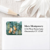 キツネファミリーフォレストフルムーンスノー差出人住所 ラベル (インサイチュ)