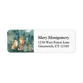 キツネファミリーフォレストフルムーンスノー差出人住所 ラベル