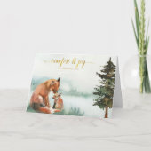 キツネファミリ素朴ークリスマス シーズンカード (正面)
