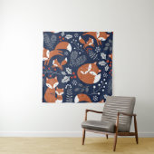 キツネファミリ：ヴィンテージシームレスなパターン。 タペストリー (インサイチュ)