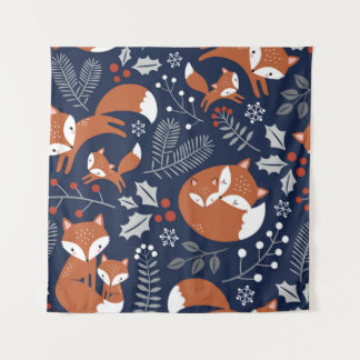 キツネファミリ:ヴィンテージシームレスなパターン。 タペストリー