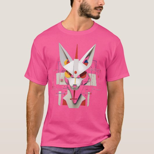 キツネファンタジーアートワーク幾何学動物アートキツネ Tシャツ (正面)