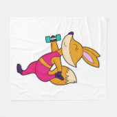 キツネフィットネスダンベル フリースブランケット (正面(横))