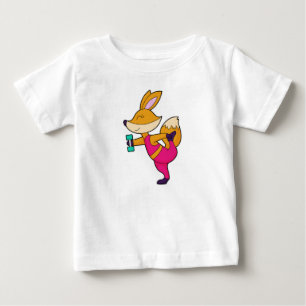 キツネフィットネスダンベル ベビーTシャツ