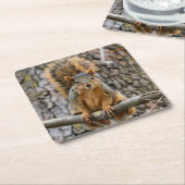 キツネフェイクリス スクエアペーパーコースター (アングル)