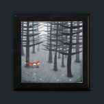 キツネフォレストアート ギフトボックス<br><div class="desc">暗い森の中の木の間に野生の赤い狐が立っている。動物、自然、野絵画生動物愛好家向けの風景。</div>