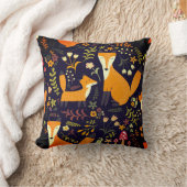 キツネフォークアートアニマル装飾用クッション クッション (ブランケット)