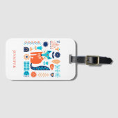 キツネフォークアートフローラルパタパーソナライズされたーン |自然 ラゲッジタグ (正面横)