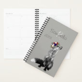 キツネフラワークラウン白黒動物モノグラム プランナー手帳 (ディスプレー)