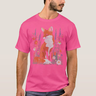 キツネフラワーズコテージコアワイルドフローラボタニカルエスト Tシャツ