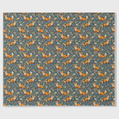 キツネフラワーブルーラッピング紙 ラッピングペーパー (フラット)