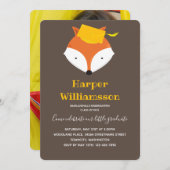 キツネブラウンイエローフォト幼稚園卒業 招待状 (正面/裏面)