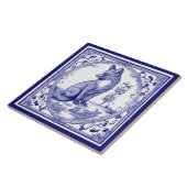 キツネブルーと白アジアスタイルフォークアニマルアート タイル (側面)