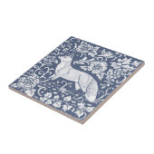 キツネブルーホワイトウッドランド葉バード顔L タイル (側面)