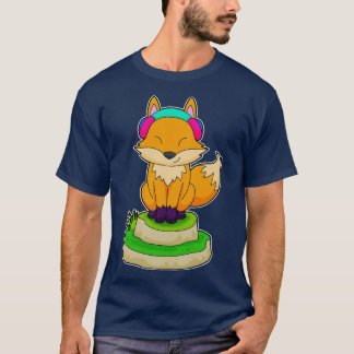 キツネヘッドフォン音楽 Tシャツ