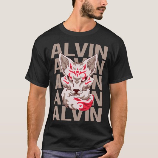 キツネヘッド – アルビン名 Tシャツ (正面)