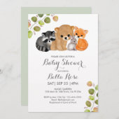 キツネベアラクーンバニーベビーシャワー招待状 招待状 (正面/裏面)