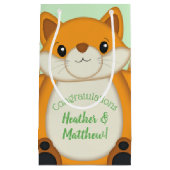 キツネベビーシャワーグリーン スモールペーパーバッグ (正面)