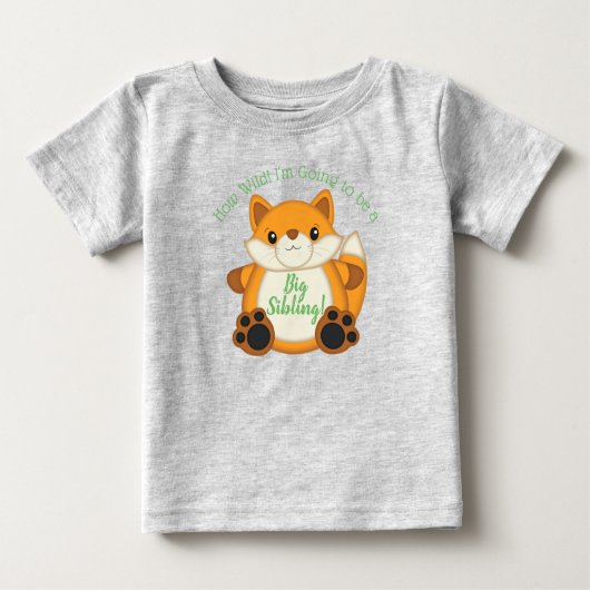 キツネベビーシャワーグリーン ベビーTシャツ (正面)