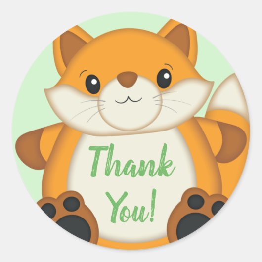 キツネベビーシャワーグリーン ラウンドシール (正面)