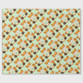 キツネベビーシャワーグリーン ラッピングペーパー (フラット)