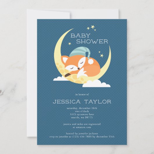 キツネベビーシャワーパーティの招待状 招待状 (正面)
