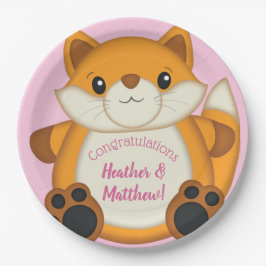 キツネベビーシャワーピンク ペーパープレート