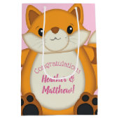 キツネベビーシャワーピンク ミディアムペーパーバッグ (裏面)