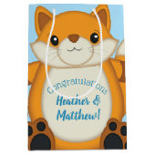 キツネベビーシャワーブルー ミディアムペーパーバッグ (正面)